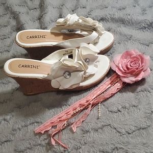White floral wedges